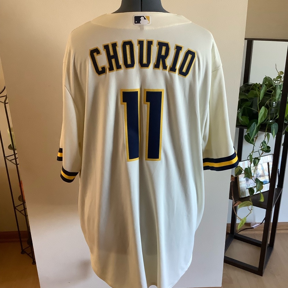 Nike MLB Genuine Merchandise Milwaukee Brewers Jackson Chourio Cream Jersey, XXL